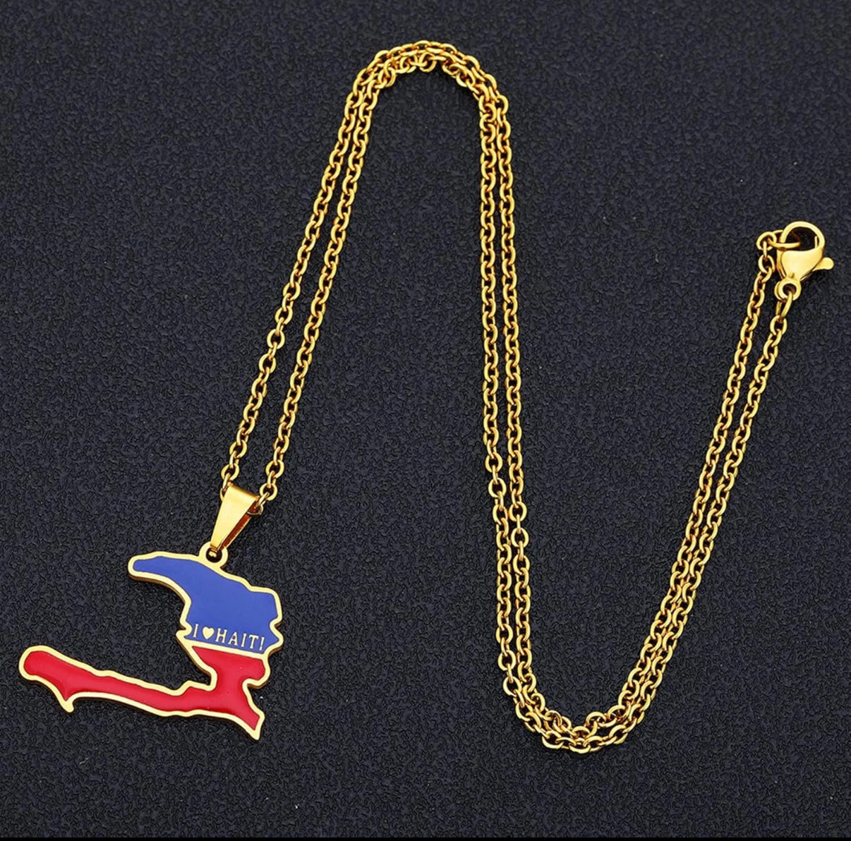 Haitian Map RED & BLUE Necklace