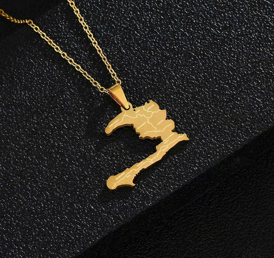 Haitian Map Pendant Necklace
