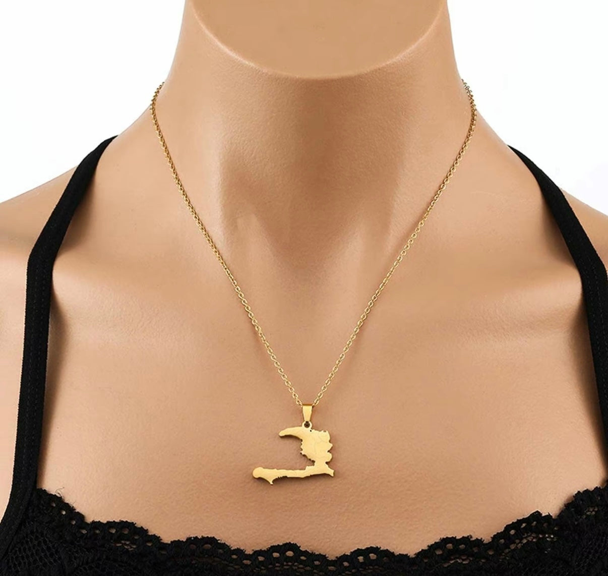 Haitian Map Pendant Necklace