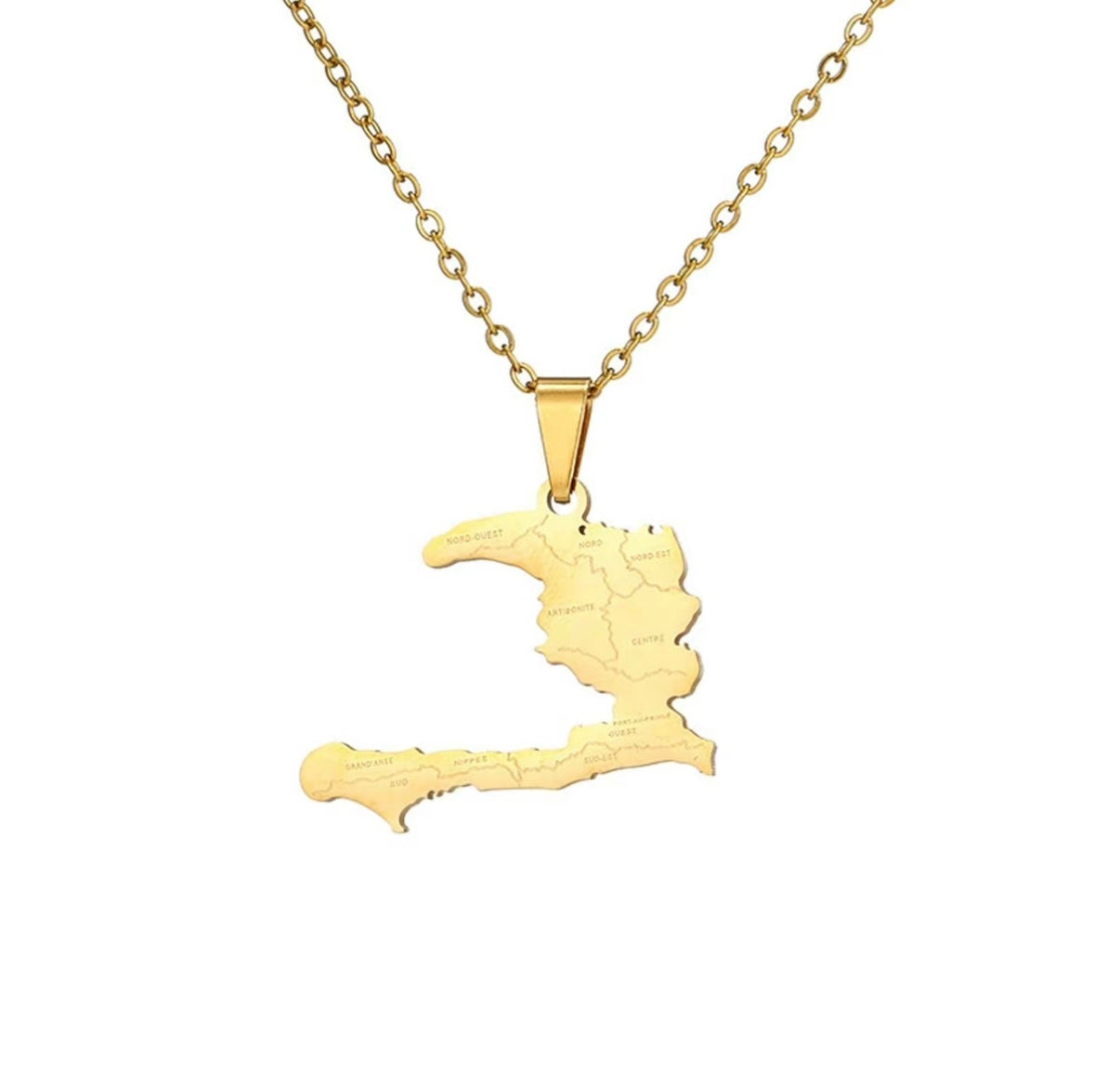 Haitian Map Pendant Necklace